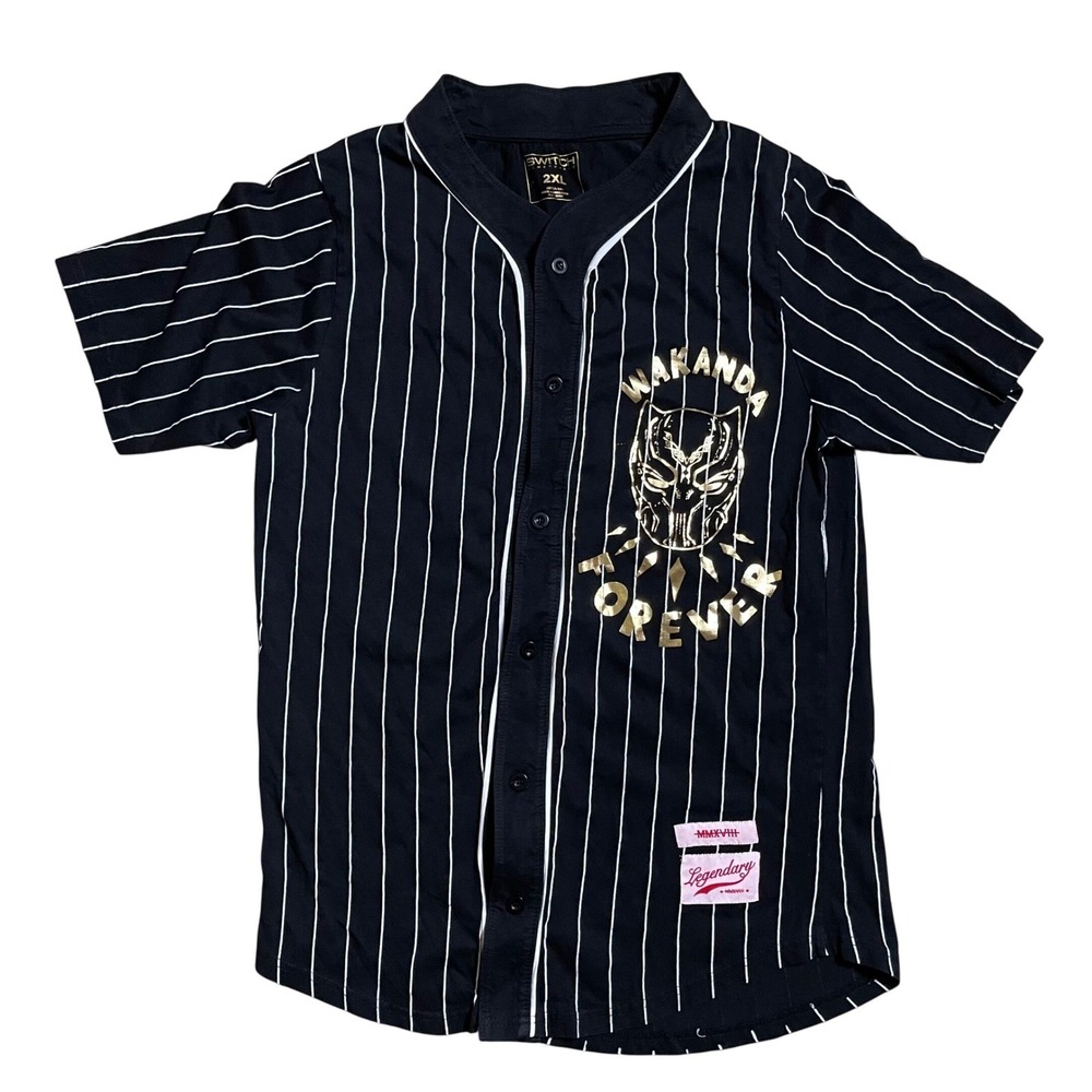 Switch Remarkable Marvel Black Panther Wakanda Forever Baseball Jersey 2XL